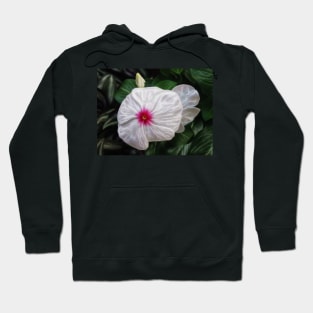 small delicate periwinkle white flower with scarlet center Hoodie